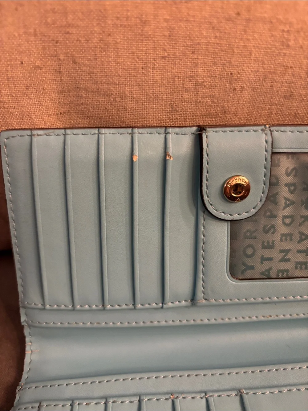 kate spade Pebbled Leather Continental Wallet in Light Blue